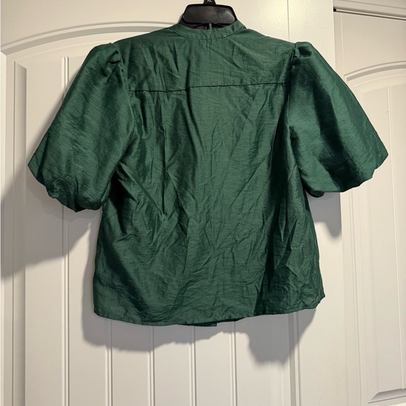THML Emerald Puff-Sleeve Button-Front Top - Picture 6 of 9